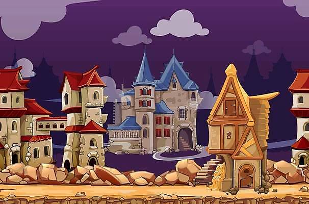 EPS 해외이미지 일러스트 주택 사람없음 그래픽 마을 게임 성 오브젝트 소재 해외일러스트 건축물 놀이 건물 파일형식 벡터 이미지허브