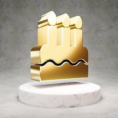 JPG 해외이미지 일러스트 사람없음 3D 케이크 디지털 금색 생일 황금 생일케이크 심볼 광택 해외일러스트 기념일 컬러 디저트 디지털합성 파일형식 이미지허브