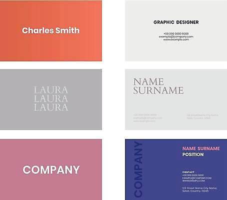 EPS 해외이미지 디자인 분홍색 일러스트 비즈니스 명함 명함템플릿 타이포그라피 사람없음 보라색 회색 심플 미니멀 코랄 가로명함 해외일러스트 템플릿 문자 컬러 파일형식 벡터 이미지허브