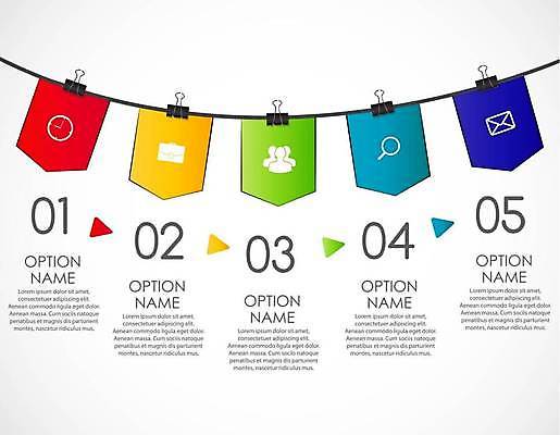 EPS 해외이미지 문자 디자인 줄 시계 서류가방 일러스트 비즈니스 돋보기 사람모양 매달리기 사람없음 자료 인포그래픽 정보 레이아웃 클립 메모꽂이 순서 해외일러스트 모양 가방 모션 문구용품 파일형식 벡터 이미지허브