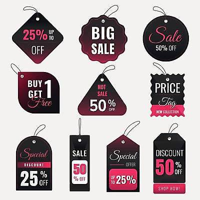 EPS 해외이미지 분홍색 일러스트 사람없음 쇼핑 세트 꼬리표 라벨 세일 사각형 검은색 원형 삼각형 마름모 그라데이션 해외일러스트 도형 컬러 프레임 파일형식 벡터 이미지허브