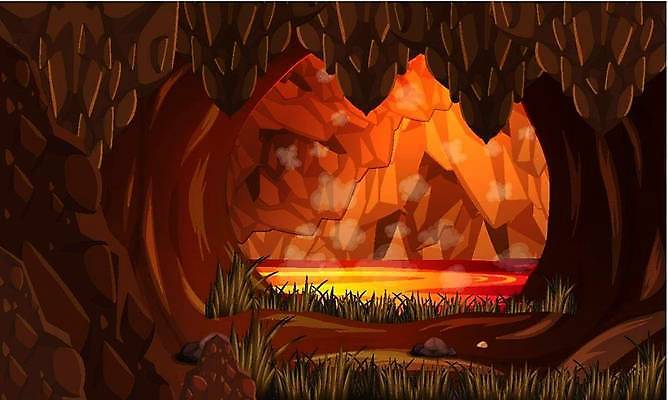 EPS 해외이미지 클립아트 템플릿 백그라운드 일러스트 상상 자연 불 불꽃 따뜻함 미술 풍경 야외 그래픽 빨간색 환경 어둠 공백 조약돌 바위 뜨거움 동굴 만화 그림 화산 장면 용암 공상 지옥 화상 가상 해외일러스트 자연요소 컬러 문화예술 산 돌_바위 상처 생태계 파일형식 벡터 이미지허브