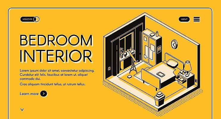 EPS 해외이미지 화분 시계 일러스트 창문 타이포그라피 사람없음 스마트폰 인테리어 노란색 망원경 침실 매트 침대 스탠드 장롱 창가 협탁 아이소메트릭 해외일러스트 문자 디자인 컬러 가구 조명 핸드폰 스마트기기 파일형식 벡터 이미지허브