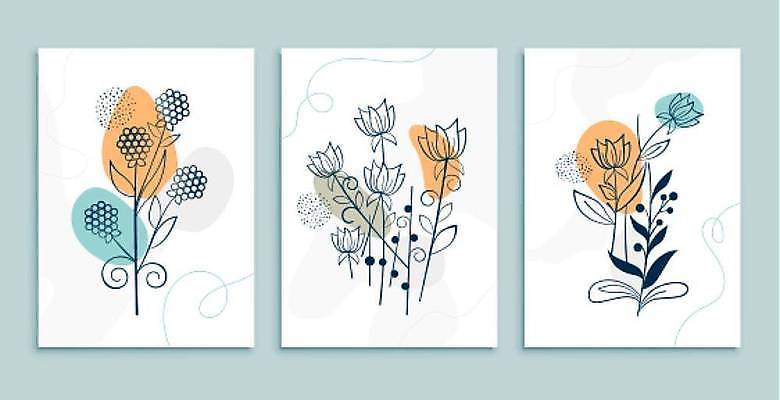 EPS 해외이미지 디자인 꽃 줄기 잎 일러스트 추상 사람없음 세트 해외일러스트 식물 무늬 파일형식 벡터 이미지허브