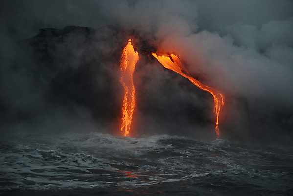 포토 JPG 해외이미지 바다 사람없음 야외 흐름 뜨거움 연기 위험 재해 화산 용암 화산섬 해외포토 섬 컨셉 산 파일형식 이미지허브