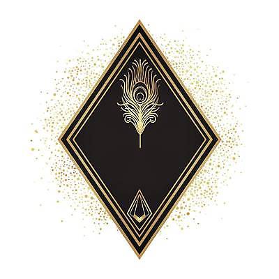 EPS 해외이미지 일러스트 사람없음 라벨 검은색 빈티지 클래식 고급 공작 깃털 해외일러스트 컬러 컨셉 조류 프레임 파일형식 벡터 이미지허브