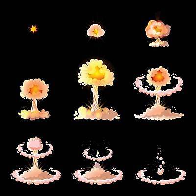 EPS 해외이미지 일러스트 사람없음 세트 폭발 시각효과 핵폭발 효과 해외일러스트 파일형식 벡터 이미지허브