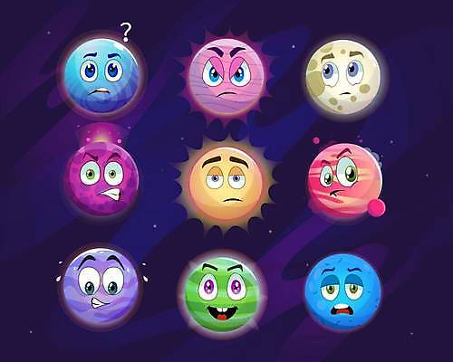 EPS 해외이미지 일러스트 미소 사람없음 그래픽 행성 분노 짜증 게임 오브젝트 호기심 소재 이모티콘 곤란 엘리먼트 해외일러스트 감정 컨셉 놀이 표정 우주 파일형식 벡터 이미지허브