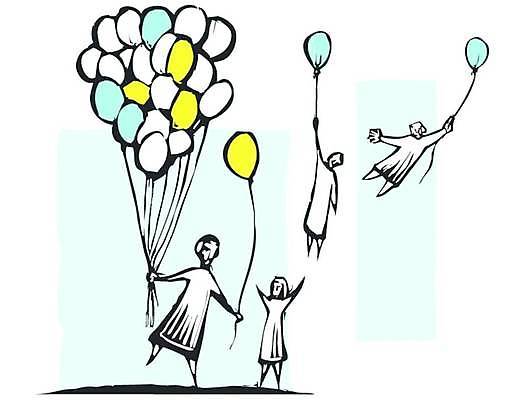 EPS 해외이미지 행복 일러스트 하늘 몸무게 리프트 풍선 우울증 해외일러스트 감정 질병 파일형식 벡터 이미지허브