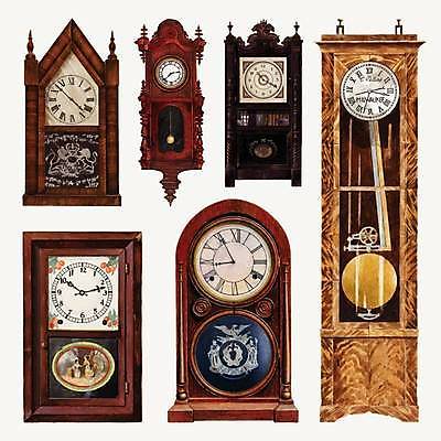 EPS 해외이미지 디자인 시계 일러스트 미술 사람없음 갈색 다양 골동품 오브젝트 괘종시계 해외일러스트 컬러 다수 문화예술 파일형식 벡터 이미지허브