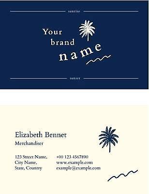 EPS 해외이미지 디자인 일러스트 비즈니스 명함 명함템플릿 사람없음 야자수 남색 가로명함 해외일러스트 나무 템플릿 컬러 파일형식 벡터 이미지허브