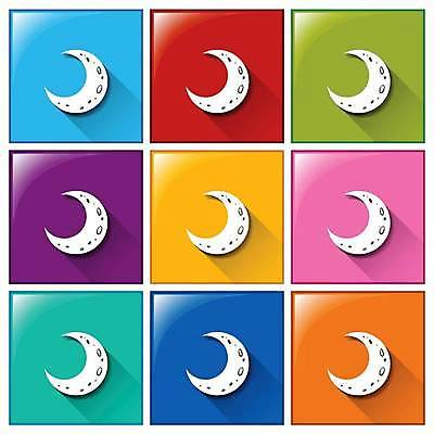 EPS 해외이미지 일러스트 버튼 사람없음 컬러풀 초승달 해외일러스트 컬러 달 파일형식 벡터 이미지허브