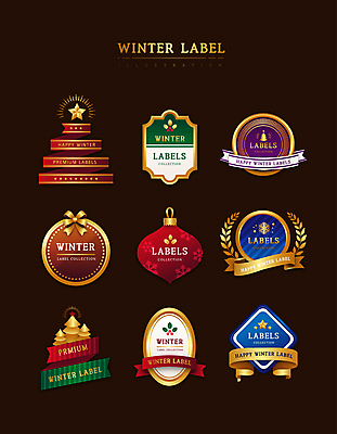 별 리본 크리스마스 겨울 일러스트 눈꽃 사람없음 세트 크리스마스트리 라벨 원형 눈송이 화려 마름모 타원형 눈꽃무늬 월계수 트리모양 호랑가시나무열매 국내일러스트 AI파일 자연요소 모양 도형 계절 기념일 열매 컨셉 무늬 프레임 눈_날씨 파일형식 벡터