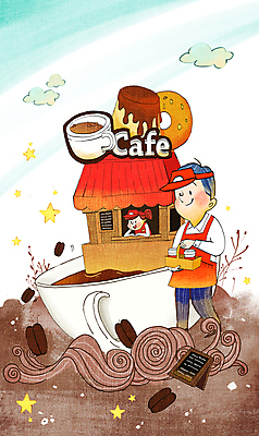 전신 PSD 구름 여자 남자 별 커피 유니폼 일러스트 들기 상반신 성인 두명 기댐 앞치마 카페 원두 도넛 커피잔 종업원 직원 테이크아웃 푸딩 아르바이트 입간판 테이크아웃컵 성인만 커피캐리어 국내일러스트 자연요소 직업 옷 음료 모션 디저트 잔 간판 사람 컵 상점 파일형식