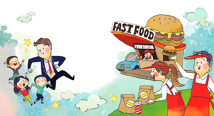 전신 PSD 구름 여자 남자 별 어린이 유니폼 일러스트 자동차 패스트푸드 들기 소녀 소년 여러명 상반신 성인 달리기 종이봉투 앞치마 만세 햄버거 종업원 고객 직원 콜라 아르바이트 패스트푸드점 햄버거가게 드라이브스루 국내일러스트 자연요소 직업 옷 육상교통 다수 모션 봉투 사람 상점 식당 인스턴트 탄산음료 파일형식