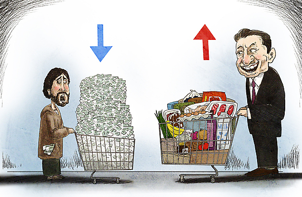 전신 PSD 남자 화살표 지폐 일러스트 서기 웃음 성인 두명 경제 장보기 쇼핑카 시세 부자 비교 좌절 하락 가득함 충격 거지 식자재 양극 성인남자만 인플레이션 국내일러스트 감정 컨셉 돈 모션 표정 사람 금융 쇼핑 카트 남자만 성인만 파일형식