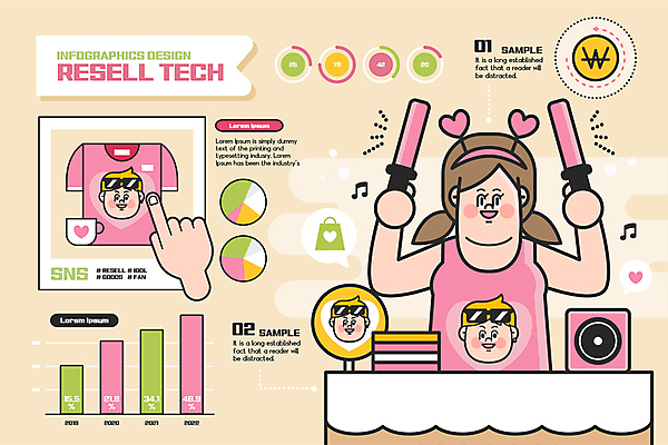 손 여자 남자 얼굴 분홍색 티셔츠 일러스트 응원 탁자 그래프 들기 여러명 상반신 성인 신체부위 선글라스 동전 스피커 인포그래픽 터치 머그컵 하트 머리띠 음반 팬 앨범 재테크 베이지색 소셜네트워크 아이돌 성인만 응원봉 리셀 국내일러스트 AI파일 모양 안경 음악 컬러 음향기기 가구 다수 셔츠 돈 장신구 모션 사람 컵 금융 거래 연예인 파일형식 벡터