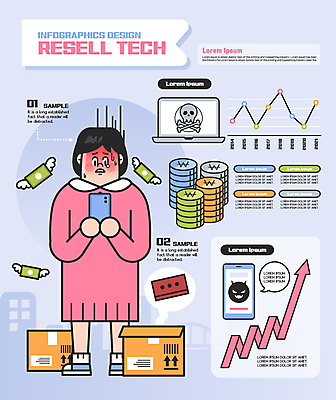 전신 여자 화살표 말풍선 지폐 일러스트 그래프 벽돌 해골 한명 서기 들기 성인 노트북 스마트폰 동전 피해 인포그래픽 속임수 좌절 재테크 눈물 충격 연보라색 택배상자 동전탑 성인여자한명만 중고거래 리셀 국내일러스트 AI파일 1 감정 컨셉 돈 모션 뼈 사람 금융 전자제품 핸드폰 스마트기기 상자 쌓기 보라색 거래 택배 여자한명만 성인여자만 파일형식 벡터