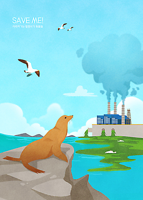 PSD 구름 바다 섬 하늘색 여러마리 일러스트 공장 갈매기 하늘 사람없음 바위 오염 연기 멸종 바다사자 멸종위기동물 공장굴뚝 공장시설 생태계파괴 폐수 폐수방류 해양오염 국내일러스트 멸종위기종 자연요소 동물 다수 포유류 공업 조류 파란색 바다동물 돌_바위 환경오염 시설 파일형식