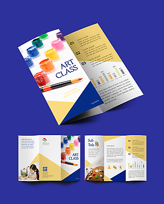템플릿 표지디자인 여자 표지 내지 어린이 리플렛 3단접지 미술 들기 소녀 팜플렛 상반신 20대 성인 두명 파란색 노란색 미술도구 한국인 팔레트 미술교육 QR코드 그림붓 미술학습 클래스 포스터물감 여자만 인디자인 INDD 이미지템플릿 교육 컬러 모션 문화예술 사람 동양인 청년 물감 붓 오브젝트 파일형식