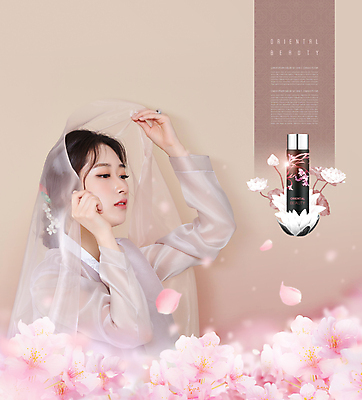 PSD 편집이미지 여자 꽃 분홍색 한명 들기 상반신 20대 성인 뷰티 화장품 한국인 한복 천 저고리 동양적 베이지색 의료성형뷰티 성인여자한명만 이미지편집 식물 1 한국전통 컬러 모션 사람 동양인 청년 직물 전통의상 여자한명만 성인여자만 파일형식