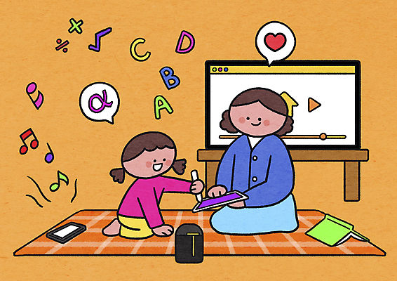 전신 PSD 영어 여자 어린이교육 교육 딸 어린이 말풍선 일러스트 엄마 모바일 들기 앉기 소녀 성인 두명 책 스마트폰 태블릿 디지털 주황색 텔레비전 스피커 카펫 하트 수학 동영상 여자만 태블릿펜 알파세대 AI_인공지능 국내일러스트 모양 문자 컬러 음향기기 교과목 가족 모션 사람 전자제품 핸드폰 스마트기기 펜 세대 파일형식