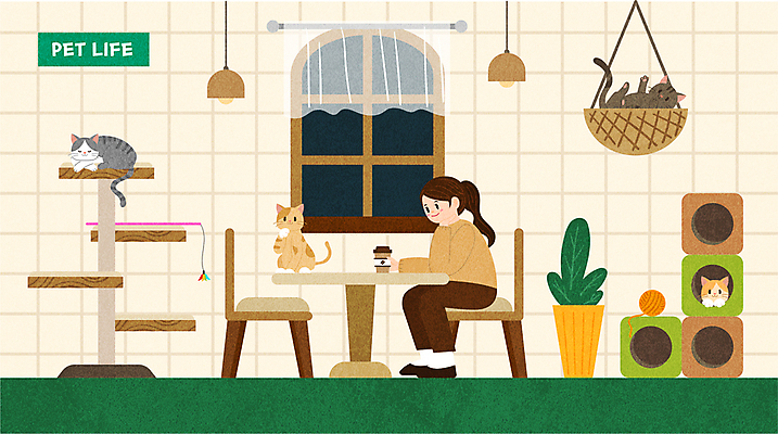 전신 여자 커피 의자 여러마리 일러스트 창문 탁자 매달리기 한명 앉기 성인 일상 반려동물 바구니 고양이 캣타워 성인여자한명만 반려묘 애묘카페 고양이낚시대 캣하우스 국내일러스트 반려용품 AI파일 동물 1 음료 가구 다수 포유류 모션 사람 라이프 카페 오브젝트 여자한명만 성인여자만 파일형식 벡터 애묘용품