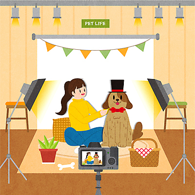 전신 모자 한마리 여자 반려견 일러스트 나비넥타이 조명 한명 앉기 성인 일상 반려동물 갈색 카메라 사진촬영 주황색 강아지 대형견 가랜드 사진관 사진조명 성인여자한명만 국내일러스트 AI파일 동물 1 잡화 컬러 모션 넥타이 사람 라이프 전자제품 촬영 개 파티용품 여자한명만 성인여자만 파일형식 벡터