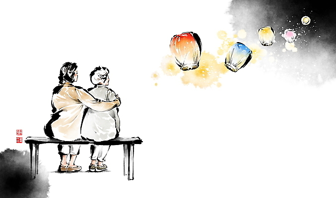 전신 PSD 응시 여자 노년 딸 할머니 벤치 일러스트 캘리그라피 밤하늘 엄마 붓터치 앉기 성인 두명 희망 동양화 며느리 번짐 소원 낙관 시어머니 감싸기 염원 풍등 여자만 국내일러스트 시선 감정 의자 가족 모션 하늘 조명 미술 사람 야간 파일형식 효과 시부모님