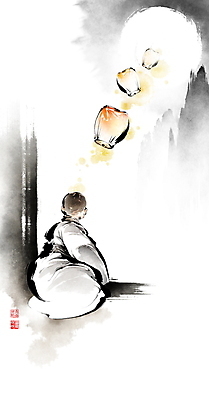 전신 PSD 응시 남자 어린이 일러스트 캘리그라피 밤하늘 붓터치 산 한명 앉기 소년 빛 희망 보름달 동양화 동자승 번짐 소원 낙관 승복 동자 염원 풍등 소년한명만 국내일러스트 1 시선 감정 모션 하늘 조명 미술 사람 달 야간 승려 남자한명만 소년만 파일형식 효과