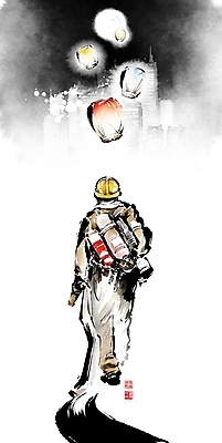 전신 PSD 응시 남자 일러스트 캘리그라피 밤하늘 붓터치 한명 들기 빌딩 성인 빛 걷기 희망 보름달 도시 저녁 소방관 동양화 번짐 소원 낙관 소화기 119 소방호스 염원 풍등 성인남자한명만 방호복 국내일러스트 1 시선 옷 감정 모션 하늘 조명 미술 사람 건물 달 야간 안전장비 구조원 소방 호스 전화번호 남자한명만 성인남자만 파일형식 효과