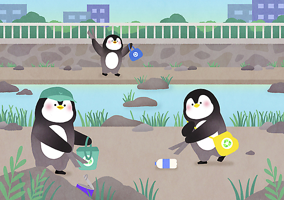 PSD 모자 일러스트 가족 집게 세마리 들기 사람없음 강 손들기 자연보호 산책 봉사 쓰레기 강가 에코 친환경 펭귄 페트병 쓰레기줍기 에코백 플로깅 국내일러스트 잡화 가방 관계 모션 자연 조류 휴식 3 환경 도움 보호 병_담는 파일형식 줍기