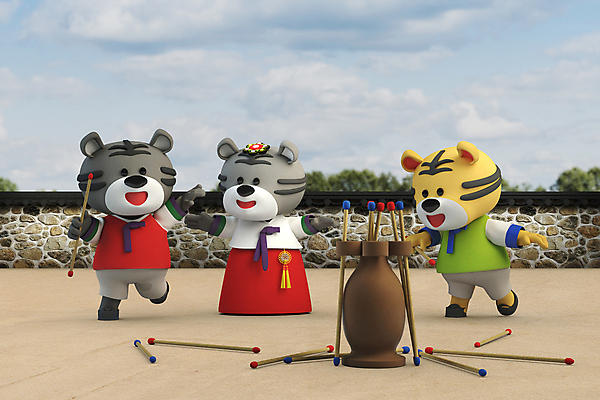 전신 PSD 구름 편집 편집이미지 3D캐릭터 세마리 서기 들기 사람없음 3D 전통놀이 호랑이띠 호랑이 한복 디지털합성 호랑이캐릭터 투호 투호놀이 투호놀이기구 기와담장 편집소스 2022년 임인년 흑호 편집3D 자연요소 캐릭터 한국전통 전통 동물캐릭터 포유류 모션 놀이 전통소품 기와 3 담장 십이지신 전통의상 연도 파일형식