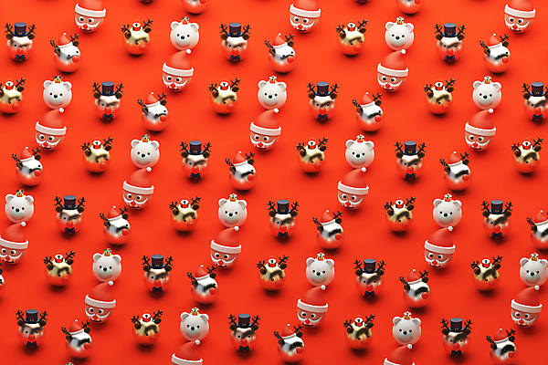 PSD 편집 편집이미지 크리스마스장식 크리스마스 패턴 사람없음 빨간색 산타클로스 3D 장식볼 루돌프 디지털합성 북극곰 산타모양 오너먼트 편집소스 편집3D 모양 기념일 컬러 무늬 곰 사슴 장식 파일형식