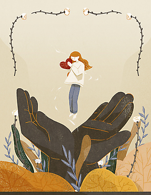 전신 PSD 식물 손 여자 꽃 일러스트 추상 나뭇잎 프레임 한명 성인 신체부위 하트 마음 테두리 힐링 손모으기 위로 베이지색 치유 성인여자한명만 국내일러스트 모양 1 컬러 잎 무늬 사람 손짓 여자한명만 성인여자만 파일형식