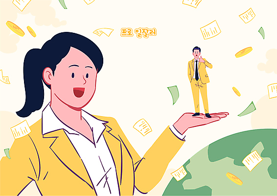 전신 여자 남자 지구 지폐 돈 일러스트 성공 서기 상반신 성인 두명 노란색 글로벌비즈니스 동전 최고 업무 비즈니스맨 비즈니스우먼 문서 주머니손 해외바이어 성인만 흩날리기 국내일러스트 AI파일 컬러 컨셉 비즈니스 모션 사람 글로벌 작업 직장인 재산 바이어 파일형식 벡터