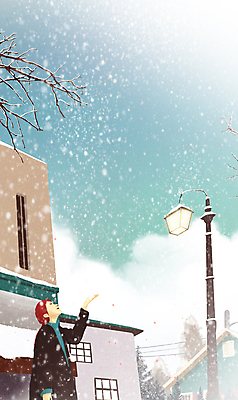 PSD 나무 구름 여자 어린이 겨울 가로등 일러스트 자연 한명 소녀 상반신 건물 손들기 올려보기 나뭇가지 눈 감성 눈내림 소녀한명만 겨울풍경 겨울배경 국내일러스트 자연요소 식물 1 건축물 계절 공공시설 백그라운드 컨셉 모션 날씨 눈_날씨 사람 풍경 생태계 여자한명만 소녀만 파일형식