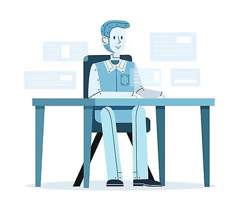 EPS 해외이미지 하늘색 의자 일러스트 앉기 사람없음 휴머노이드 해외일러스트 가구 모션 파란색 로봇 파일형식 벡터 이미지허브