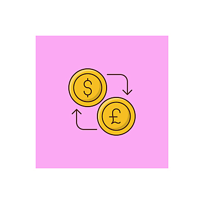 JPG 해외이미지 화살표 분홍색 일러스트 사람없음 금융 달러 동전 유로 환전 해외일러스트 컬러 돈 경제 파일형식 이미지허브