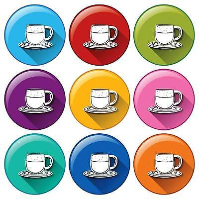 EPS 해외이미지 일러스트 사람없음 세트 컬러풀 원형 찻잔 컵받침 해외일러스트 도형 컬러 잔 받침대 파일형식 벡터 이미지허브