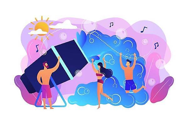 EPS 해외이미지 전신 라이프스타일 여자 남자 수영복 분홍색 일러스트 서기 성인 세명 태양 파티 점프 거품 만세 춤 비눗방울 즐거움 거품기 얼굴없음 성인만 해외일러스트 자연요소 옷 감정 컬러 모션 주방용품 문화예술 사람 이벤트 생활 파일형식 벡터 이미지허브