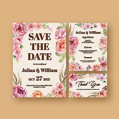 EPS 해외이미지 꽃 분홍색 일러스트 사람없음 분위기 청첩장 손그림 감성 베이지색 해외일러스트 식물 컬러 컨셉 카드_감사 파일형식 벡터 이미지허브