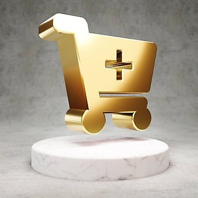 JPG 해외이미지 일러스트 사람없음 쇼핑 3D 디지털 쇼핑카 금색 황금 플러스 심볼 광택 해외일러스트 기호 컬러 카트 디지털합성 파일형식 이미지허브