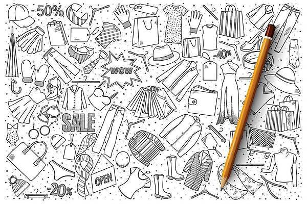 EPS 해외이미지 드레스 원피스 안경 장갑 신발 셔츠 가방 일러스트 우산 바지 넥타이 양말 부츠 사람없음 쇼핑 세트 치마 쇼핑백 꼬리표 라벨 세일 목도리 재킷 팻말 코트 벨트 조끼 오픈 속옷 옷걸이 스케치 여성복 스웨터 손그림 손모아장갑 해외일러스트 잡화 옷 상의 하의 프레임 미술 외투 파일형식 벡터 이미지허브