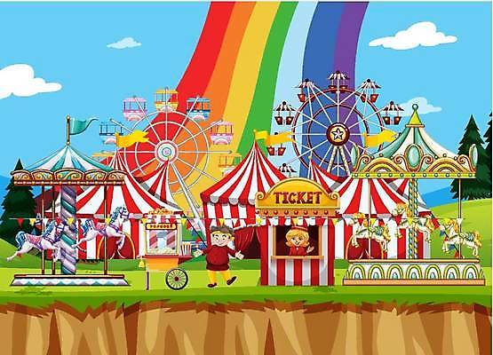 EPS 해외이미지 전신 나무 여자 남자 무지개 일러스트 상반신 성인 두명 놀이공원 서커스 천막 대관람차 회전목마 매표소 성인만 해외일러스트 자연요소 식물 사람 테마파크 놀이기구 파일형식 벡터 이미지허브