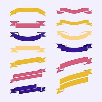 EPS 해외이미지 디자인 리본 일러스트 사람없음 엘리먼트 배너세트 해외일러스트 배너 세트 파일형식 벡터 이미지허브