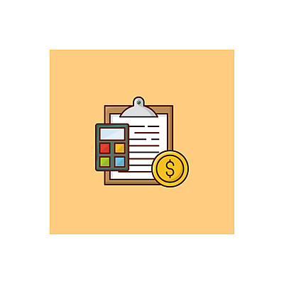 JPG 해외이미지 일러스트 사람없음 금융 노란색 달러 동전 계산기 문서 서류판 해외일러스트 컬러 돈 문구용품 경제 사무용품 장비 파일형식 이미지허브