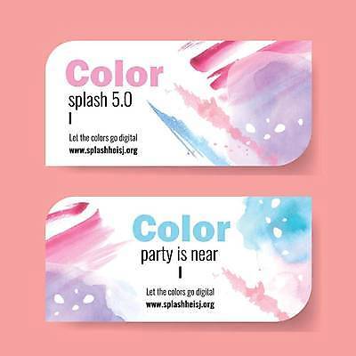 EPS 해외이미지 영어 분홍색 컬러 하늘색 일러스트 타이포그라피 사람없음 파티 티켓 상품권 번짐 해외일러스트 문자 이벤트 파란색 파일형식 벡터 효과 이미지허브