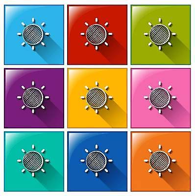 EPS 해외이미지 일러스트 버튼 사람없음 컬러풀 태양 해외일러스트 자연요소 컬러 파일형식 벡터 이미지허브