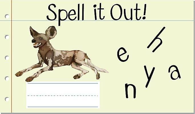 EPS 해외이미지 한마리 알파벳 영어 일러스트 영어교육 사람없음 단어 단어조합 단어맞추기 단어카드 하이에나 해외일러스트 동물 문자 1 교육 맞추기 조합 파일형식 벡터 단어장 이미지허브